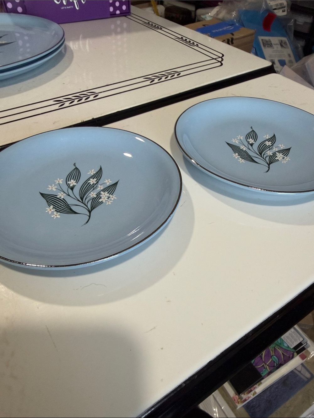 Set of 2 Homer Laughlin Skytone Stardust Collection Bread Plate
